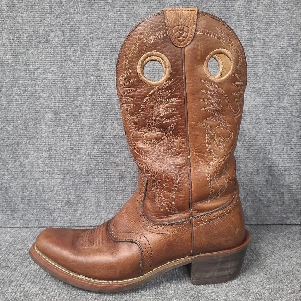 ARIAT Roughstock Brown Bullhide Leather Square Mens Cowboy Boots #10002227 8 EE